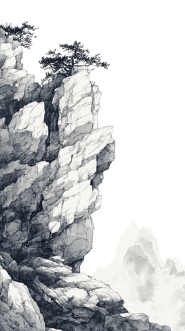 清代石雕水墨画