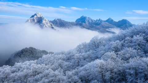 雪峰云海森林冰晶