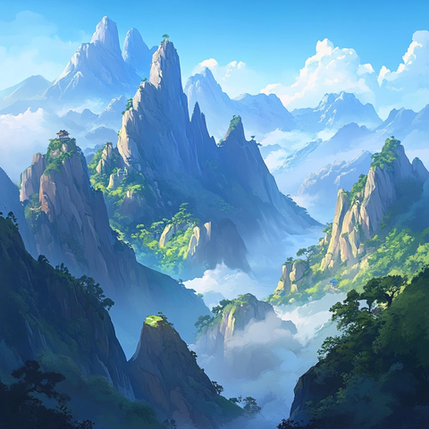 中国山脉背景概念艺术