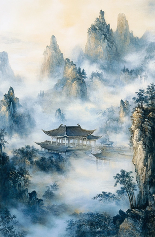 山水画中的亭台楼阁