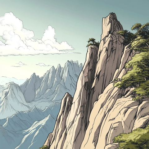 高山与悬崖漫画风