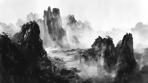 古代战场水墨画