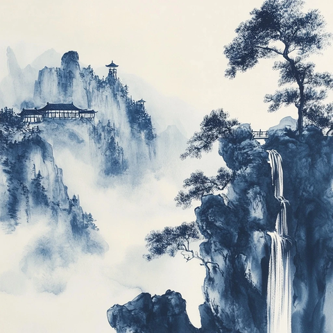 山水画中的蓝白意境