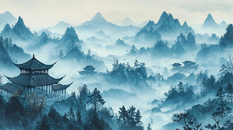 山水画中的亭台楼阁