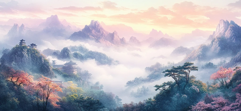 紫色花朵与绿叶