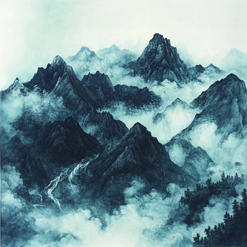 云山雾绕江河壮阔