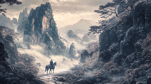 朱元璋牵马行山路