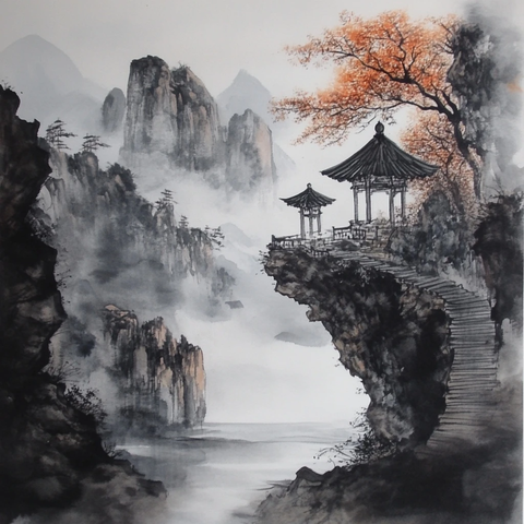 山水墨画