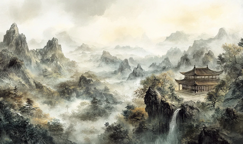 山水画中的传统建筑