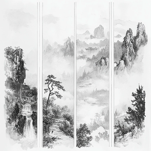 中国四季山水素描