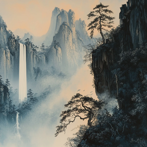 高山瀑布三千尺