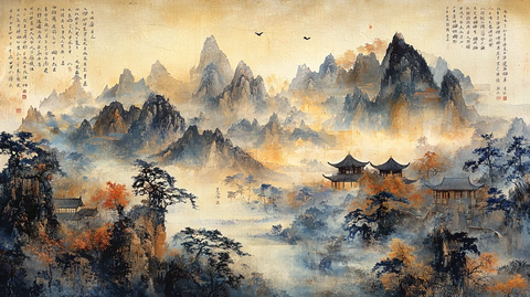 峰峦叠翠间亭台