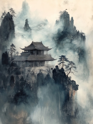 雾幻深远中国画