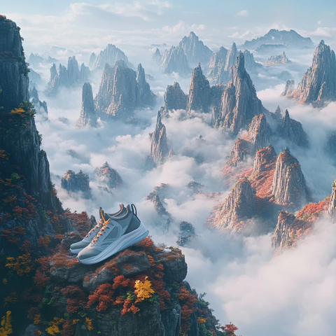 山顶上的大耐克鞋