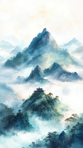 敬亭山孤峰云中