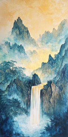 庐山瀑布云雾缭绕