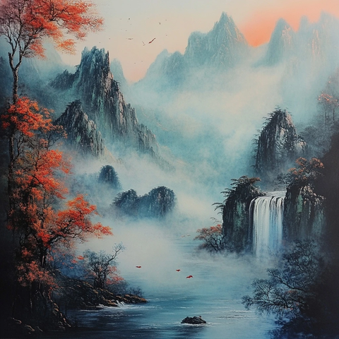 山水画中的山川河流