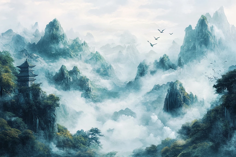 云雾缭绕的山峰