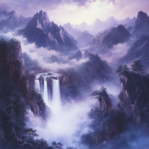 香炉峰瀑布紫烟