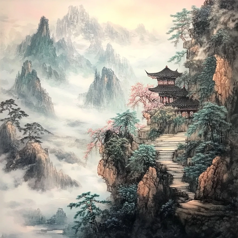 山水画中的云雾缭绕