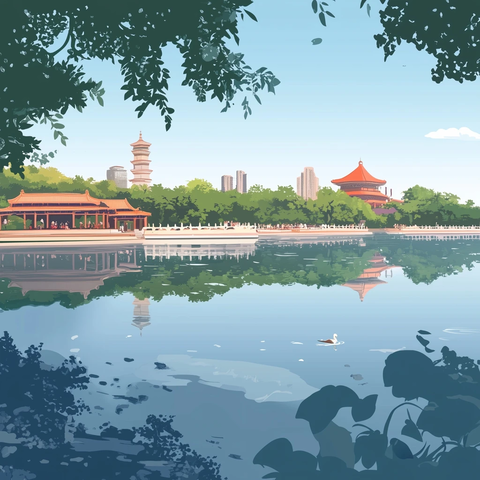 北海公园矢量图