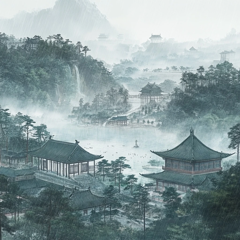 碧玉墙古建松草水羊