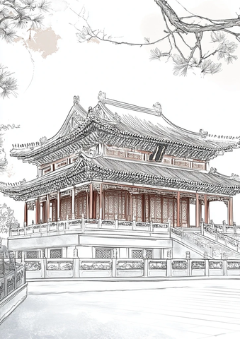 宫殿建筑线稿
