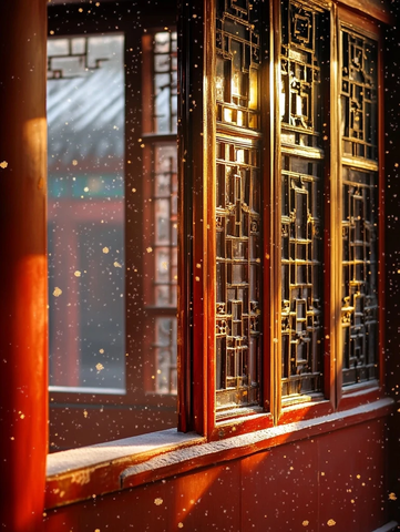 冬日晨光映红墙