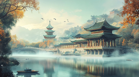 阳光透过云层照亮山谷