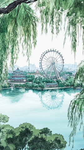 西湖与南山塔的宁静