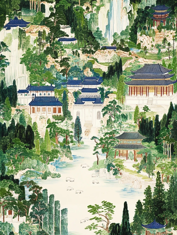 蓝白玉墙古建筑