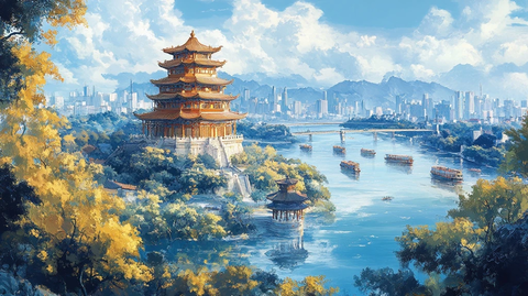 黄鹤楼与现代城市景观