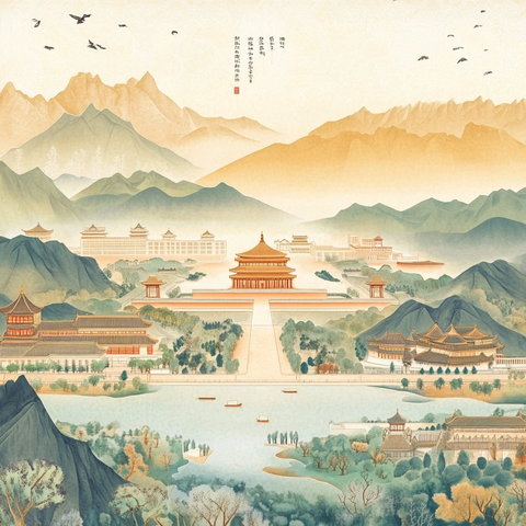 天安门广场山水画