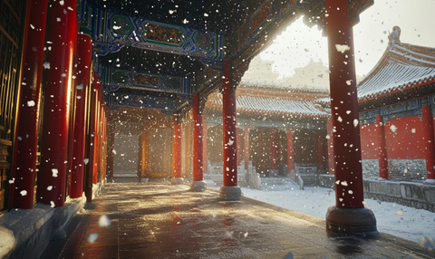 故宫中式建筑雪景