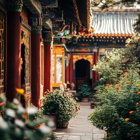 藏传佛教寺院与绿植