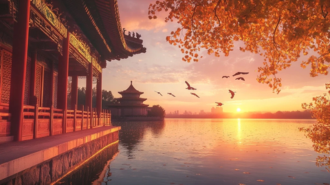 滕王阁日落孤鸭飞