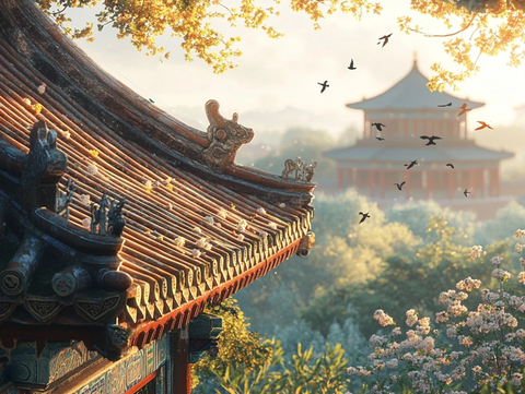 故宫屋檐春色