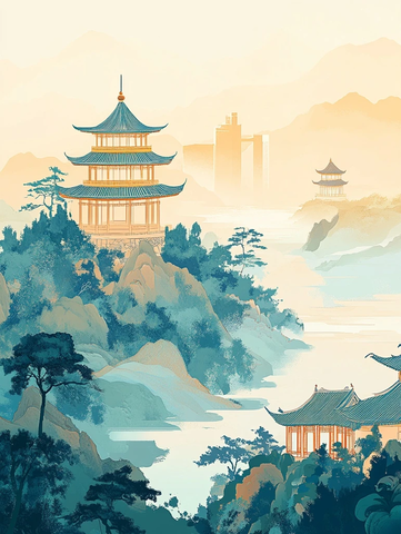 古典山水建筑图