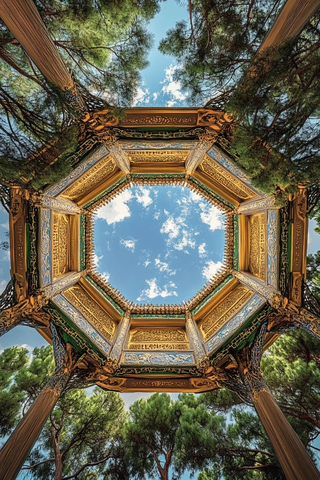 古建筑圆形天花板