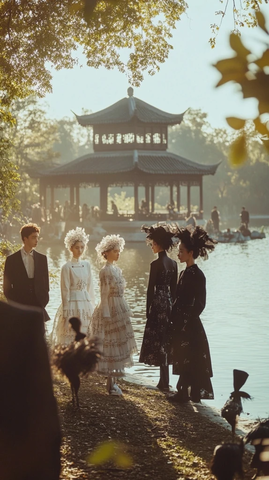 西湖畔CHANEL模特与凯瑟琳