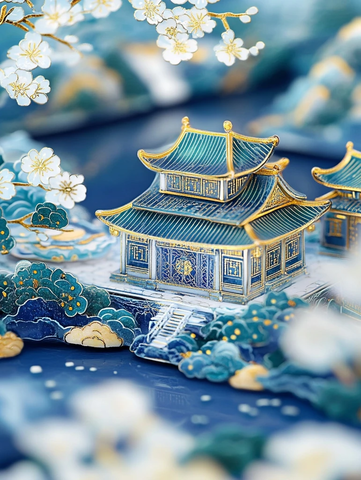 古代建筑与景泰蓝工艺品