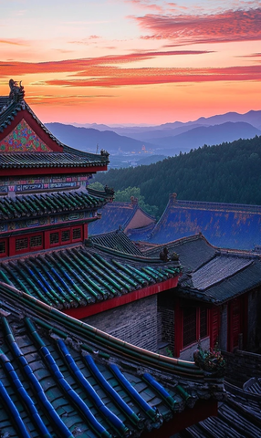 古城屋檐与墙壁特写