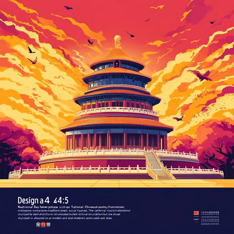 国庆主题建筑海报