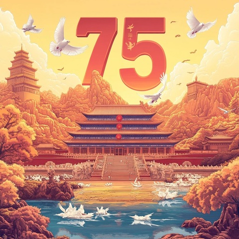 75周年国庆3.5D海报