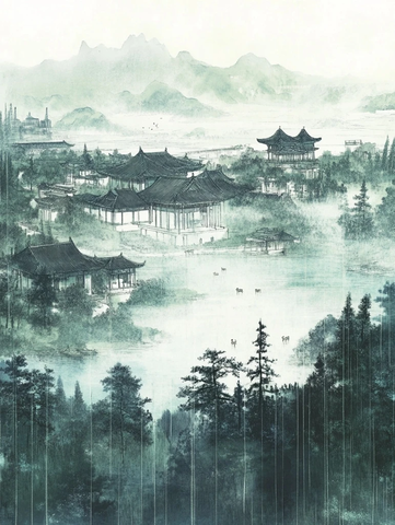 玉墙古建松草水羊