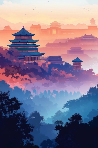 北京背景下的简单宝可梦艺术