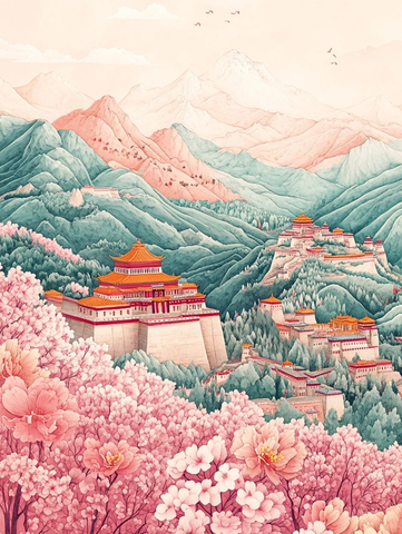 西藏地图与佛教建筑