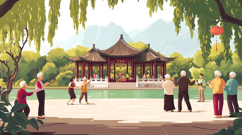 老年人在公园欢聚
