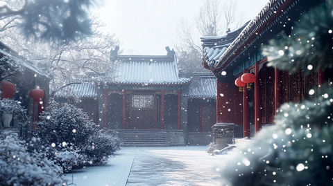 北京四合院雪景