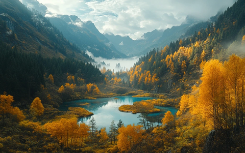 秋日浪漫低角度超广角